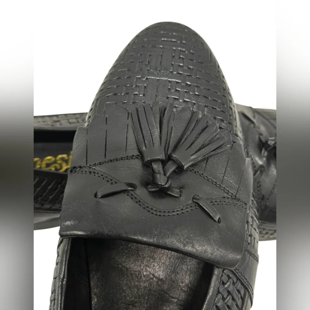 NEW Ennesi Italy Black Leather‎ Loafers  SZ 8.5